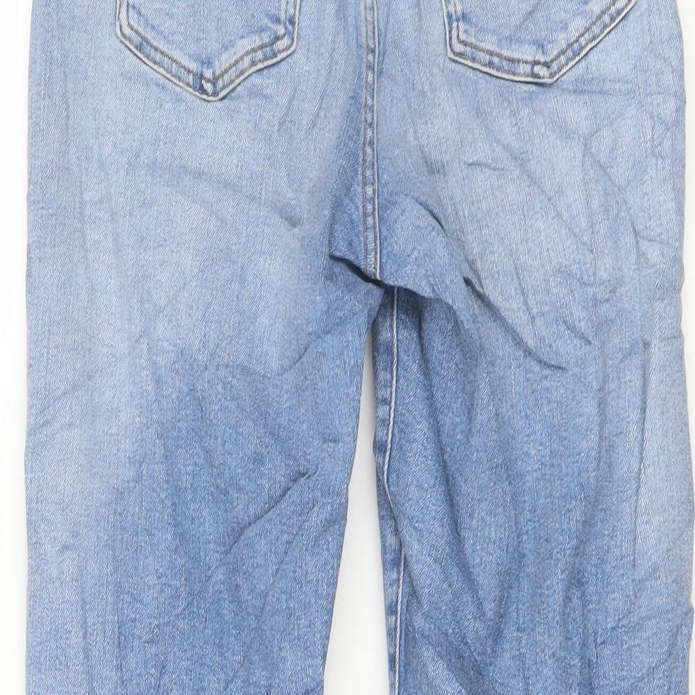 Marks and Spencer Womens Blue Cotton Mom Jeans Size 8 L27 in Regular Button