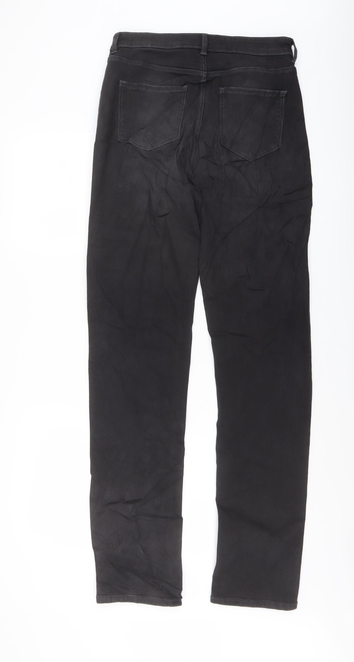 Marks and Spencer Womens Blue Cotton Straight Jeans Size 12 L32 in Regular Button