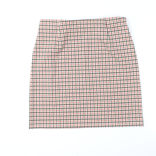 Marks and Spencer Womens Multicoloured Plaid Polyester A-Line Skirt Size 14 - Houndstooth