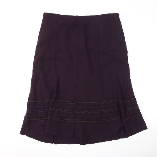 Marks and Spencer Womens Purple Polyester Flare Skirt Size 12 - Embroidery