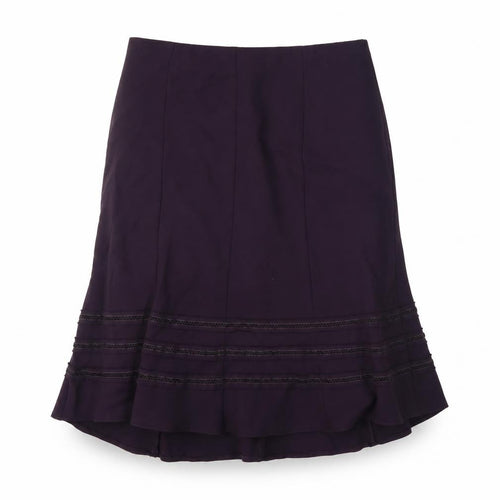 Marks and Spencer Womens Purple Polyester Flare Skirt Size 12 - Embroidery