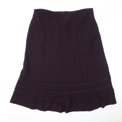 Marks and Spencer Womens Purple Polyester Flare Skirt Size 12 - Embroidery