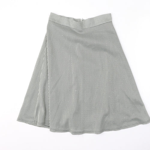 Topshop Womens White Geometric Polyester Flare Skirt Size 12 Zip