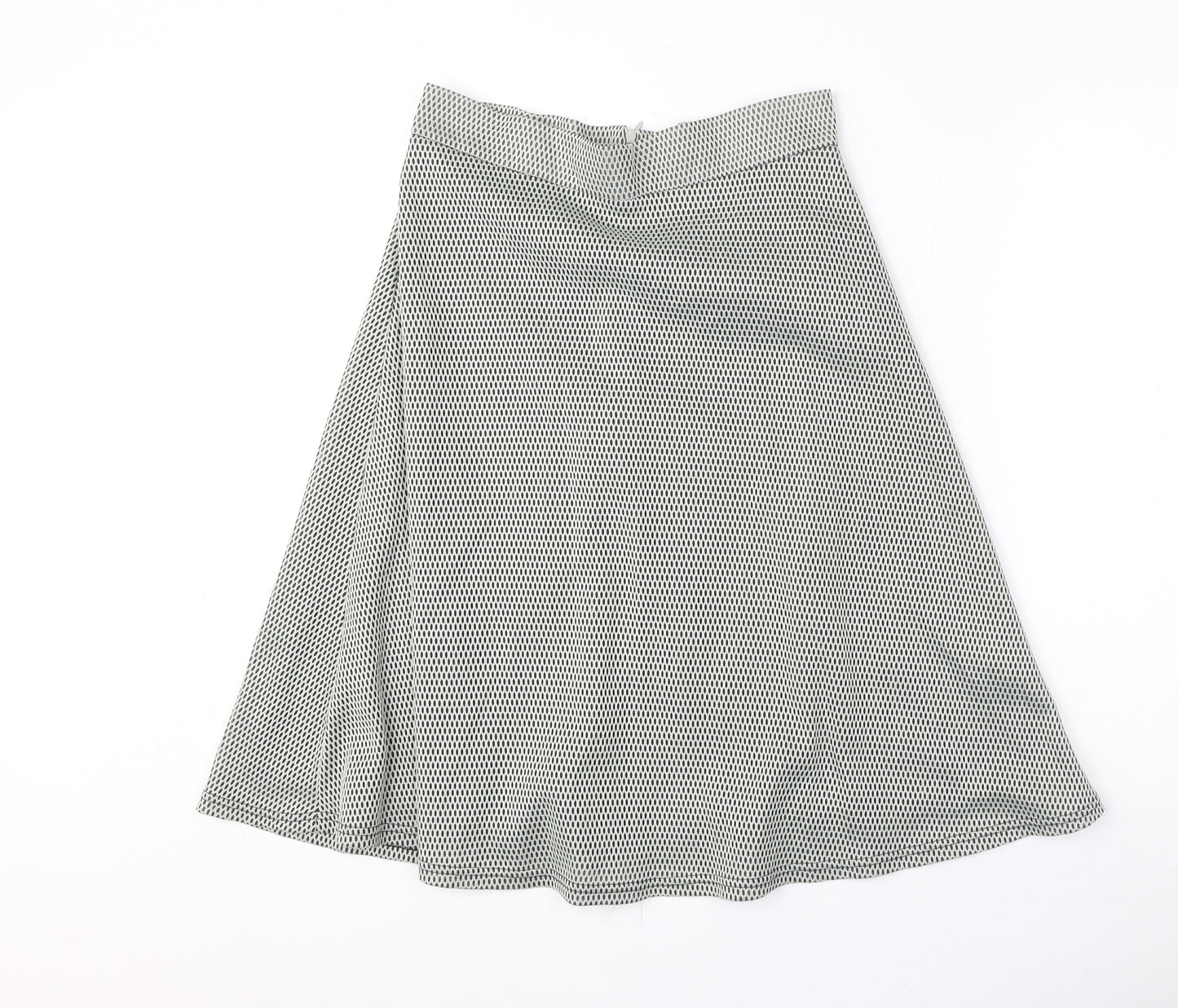 Topshop Womens White Geometric Polyester Flare Skirt Size 12 Zip