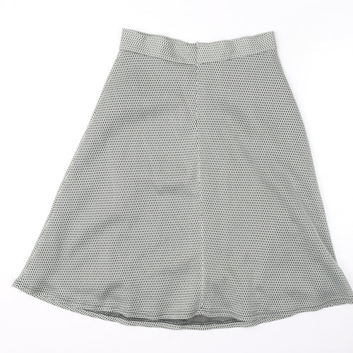 Topshop Womens White Geometric Polyester Flare Skirt Size 12 Zip