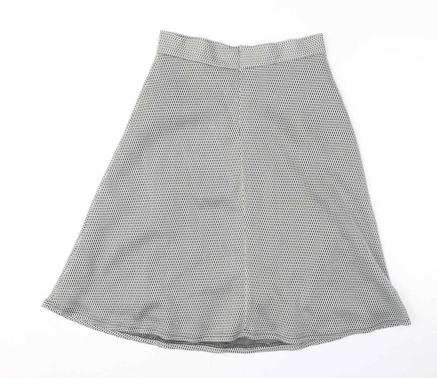 Topshop Womens White Geometric Polyester Flare Skirt Size 12 Zip