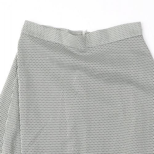 Topshop Womens White Geometric Polyester Flare Skirt Size 12 Zip