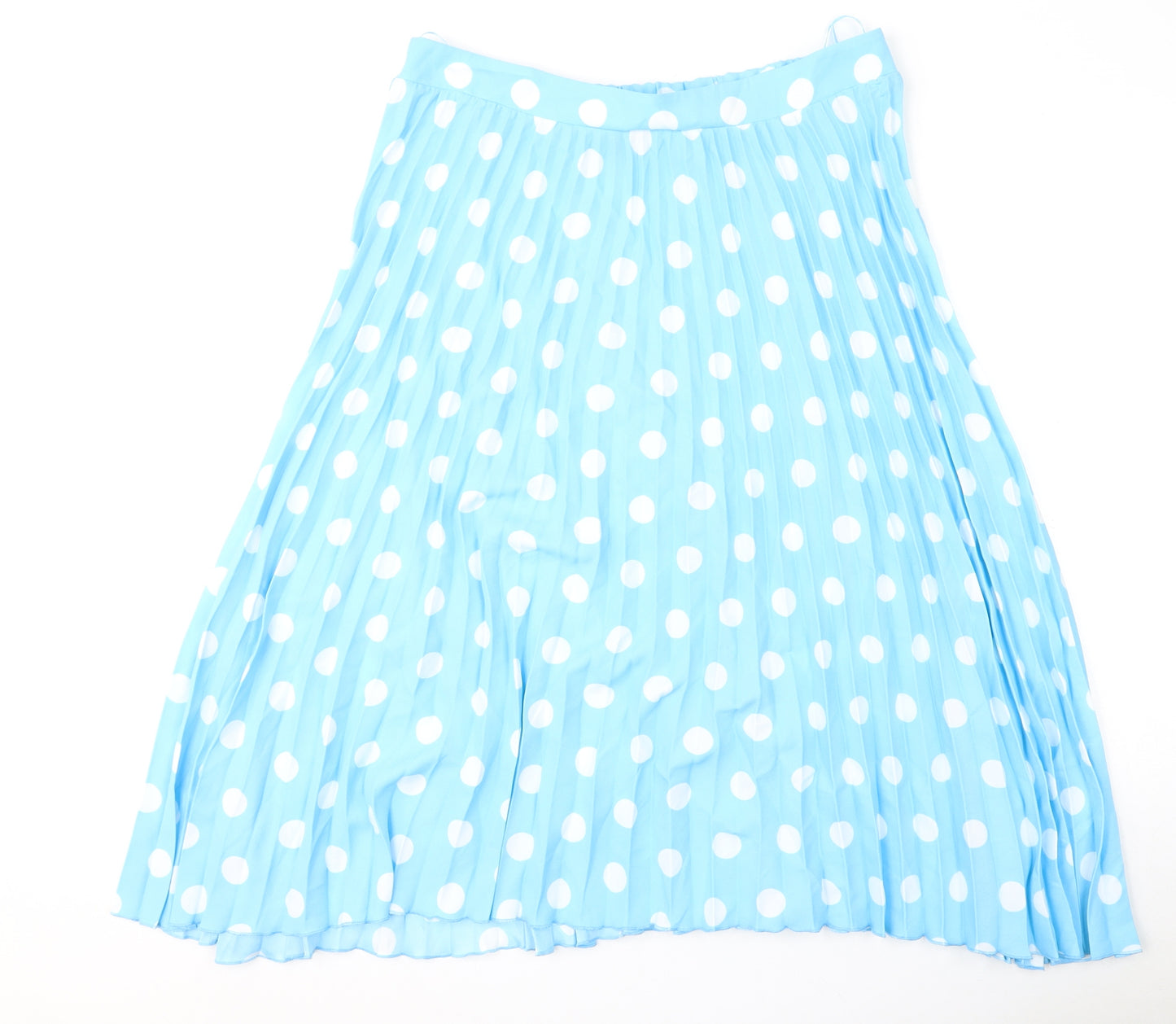 Marks and Spencer Womens Blue Polka Dot Polyester Pleated Skirt Size 18