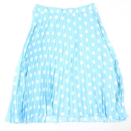 Marks and Spencer Womens Blue Polka Dot Polyester Pleated Skirt Size 18