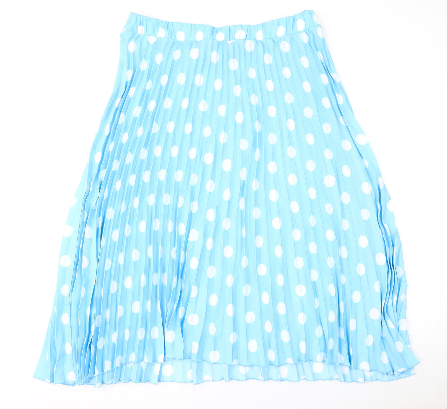 Marks and Spencer Womens Blue Polka Dot Polyester Pleated Skirt Size 18