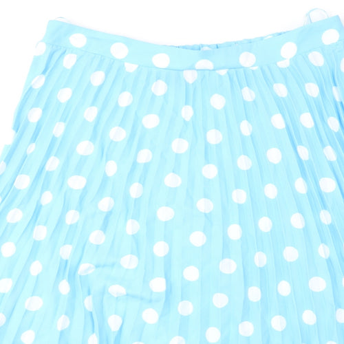 Marks and Spencer Womens Blue Polka Dot Polyester Pleated Skirt Size 18