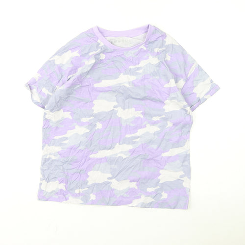 Marks and Spencer Boys Purple Camouflage Cotton Basic T-Shirt Size 11-12 Years Round Neck Pullover