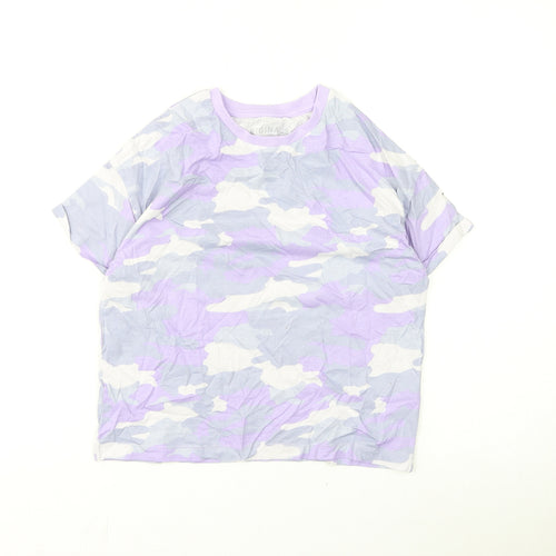 Marks and Spencer Boys Purple Camouflage Cotton Basic T-Shirt Size 9-10 Years Round Neck Pullover