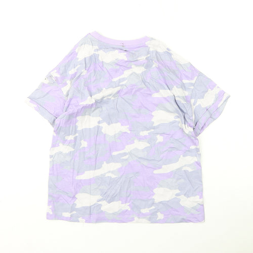 Marks and Spencer Boys Purple Camouflage Cotton Basic T-Shirt Size 10-11 Years Round Neck Pullover