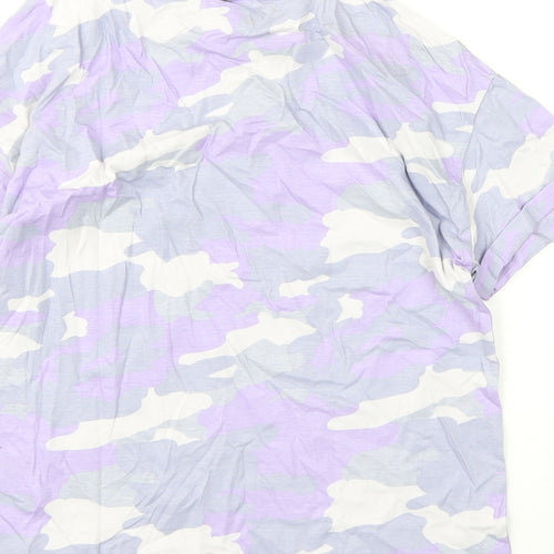 Marks and Spencer Boys Purple Camouflage Cotton Basic T-Shirt Size 10-11 Years Round Neck Pullover