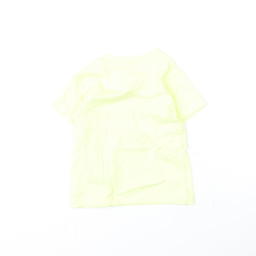 Marks and Spencer Girls Yellow Cotton Basic T-Shirt Size 3-6 Months Round Neck Snap - Bunny, Love Summer