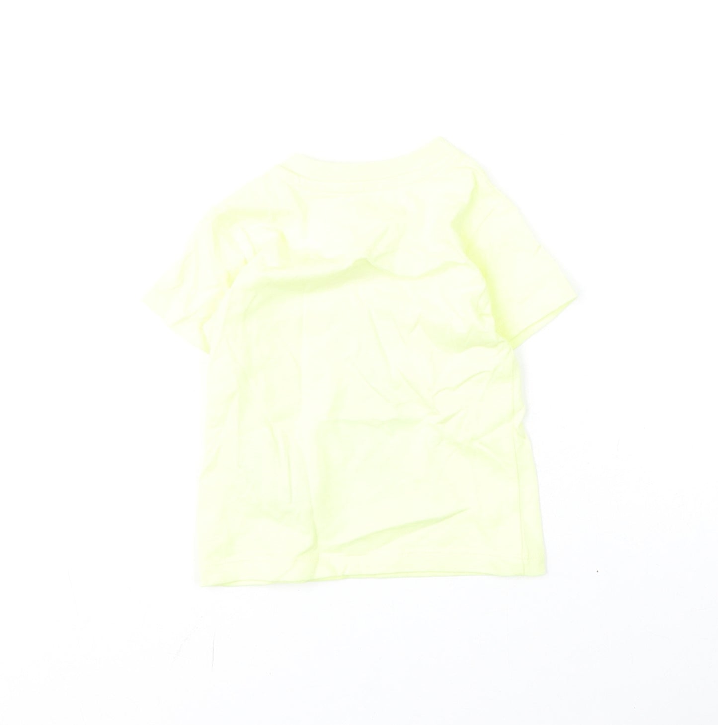Marks and Spencer Girls Yellow Cotton Basic T-Shirt Size 3-6 Months Round Neck Snap - Bunny, Love Summer