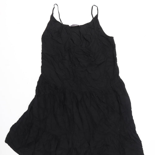 Marks and Spencer Womens Black Viscose A-Line Size 12 Scoop Neck Pullover