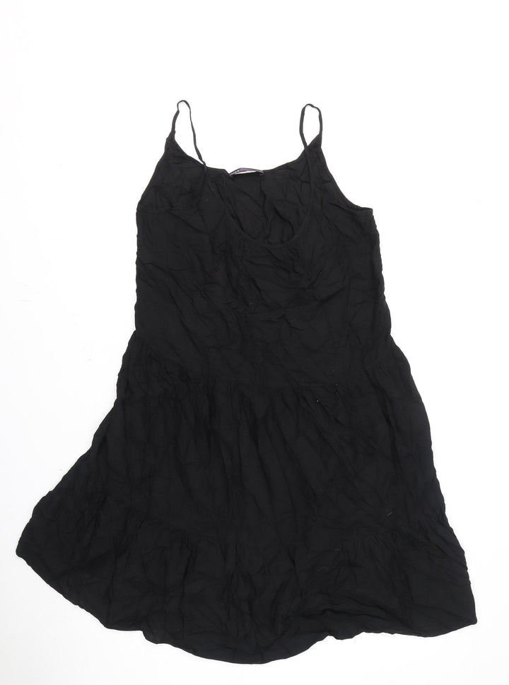 Marks and Spencer Womens Black Viscose A-Line Size 12 Scoop Neck Pullover