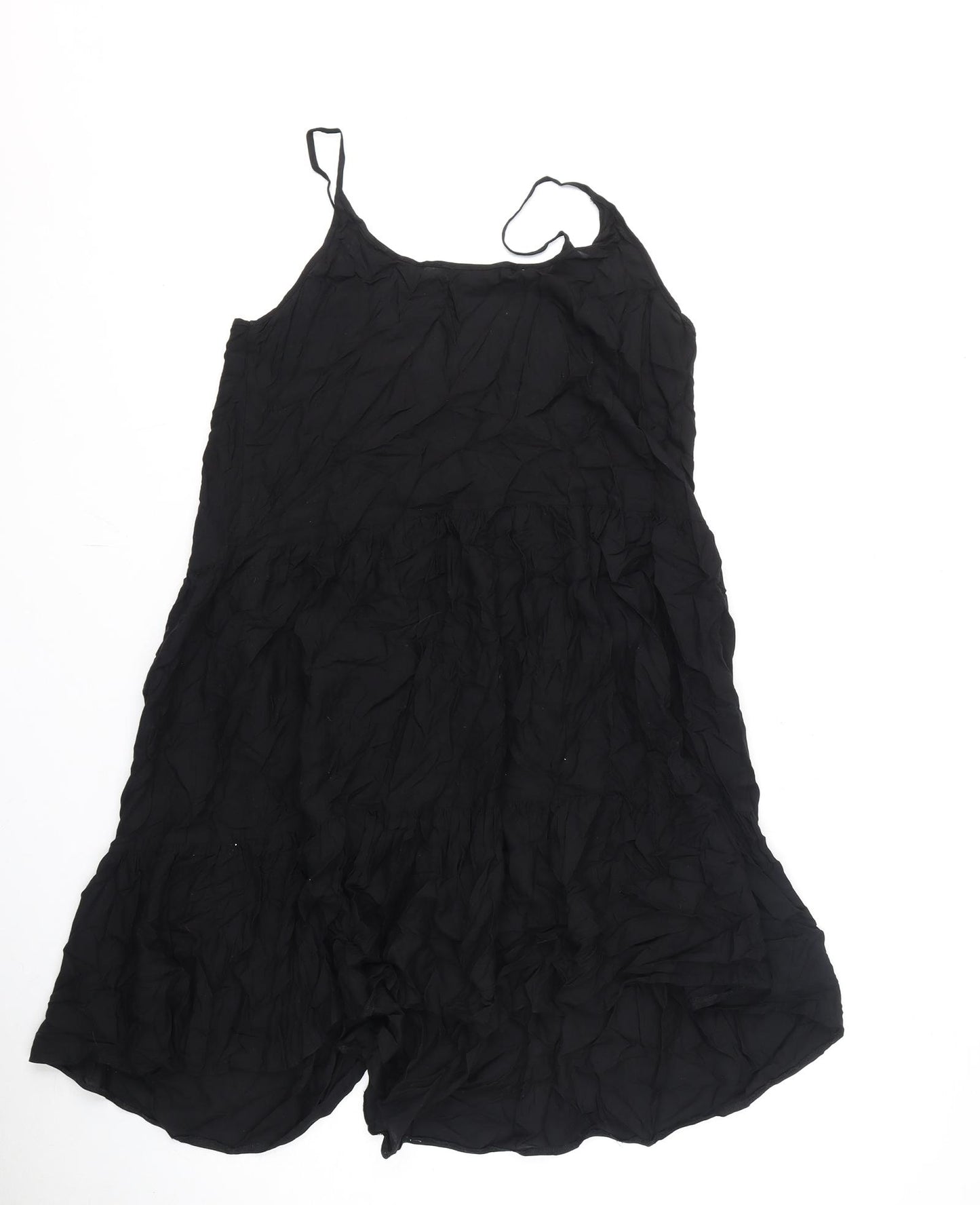 Marks and Spencer Womens Black Viscose A-Line Size 12 Scoop Neck Pullover