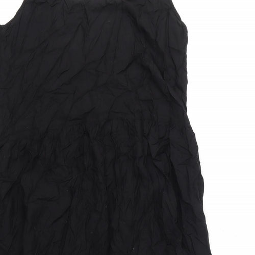 Marks and Spencer Womens Black Viscose A-Line Size 12 Scoop Neck Pullover