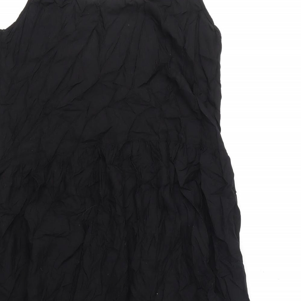 Marks and Spencer Womens Black Viscose A-Line Size 12 Scoop Neck Pullover