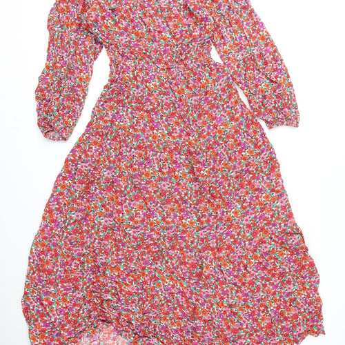 Marks and Spencer Womens Multicoloured Floral Viscose Fit & Flare Size 8 Off the Shoulder Pullover