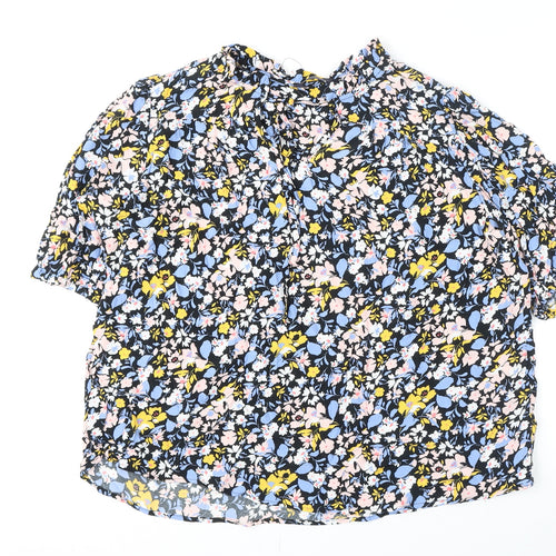 Marks and Spencer Womens Multicoloured Floral Viscose Basic Blouse Size 16 V-Neck