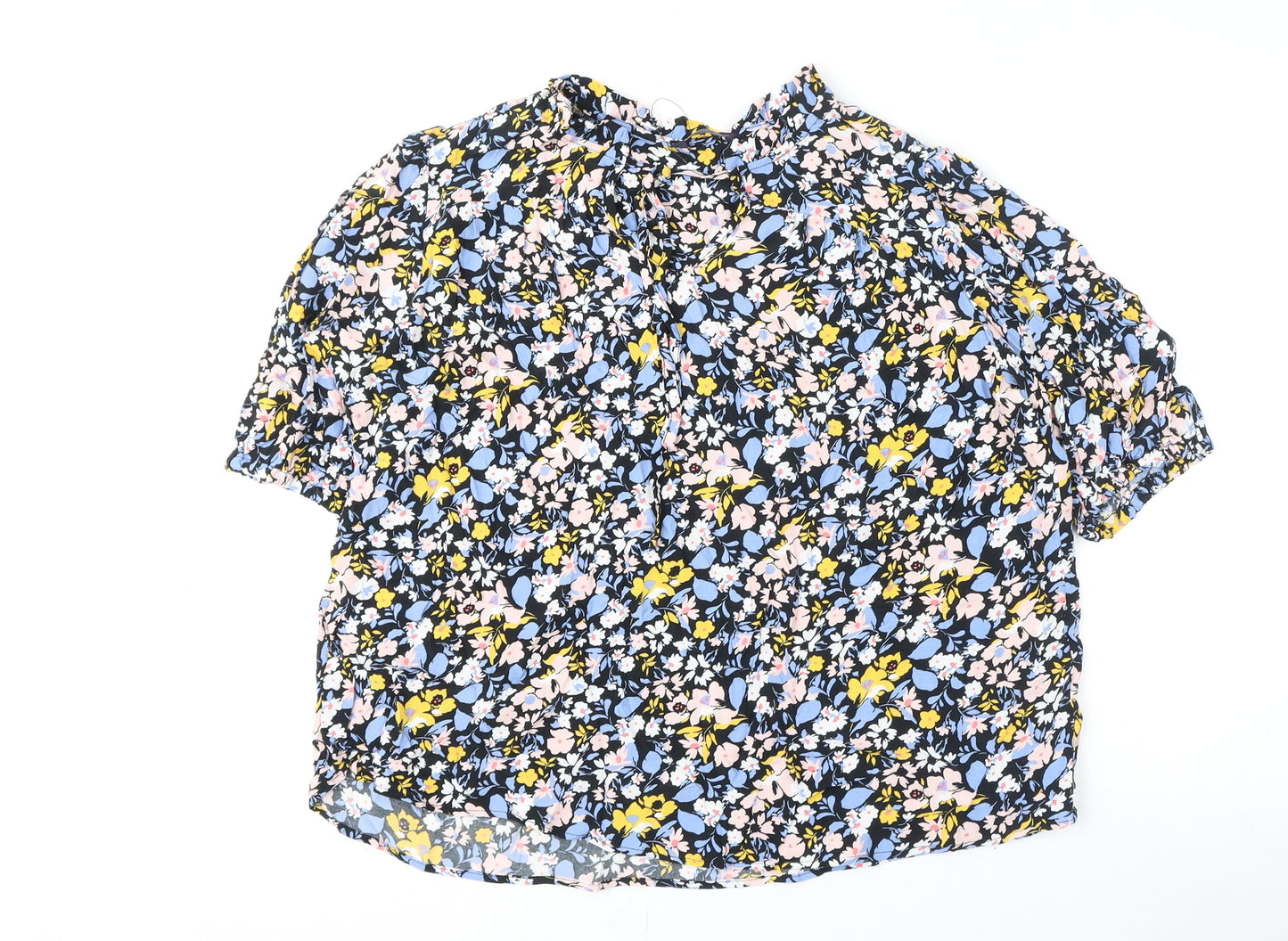 Marks and Spencer Womens Multicoloured Floral Viscose Basic Blouse Size 16 V-Neck