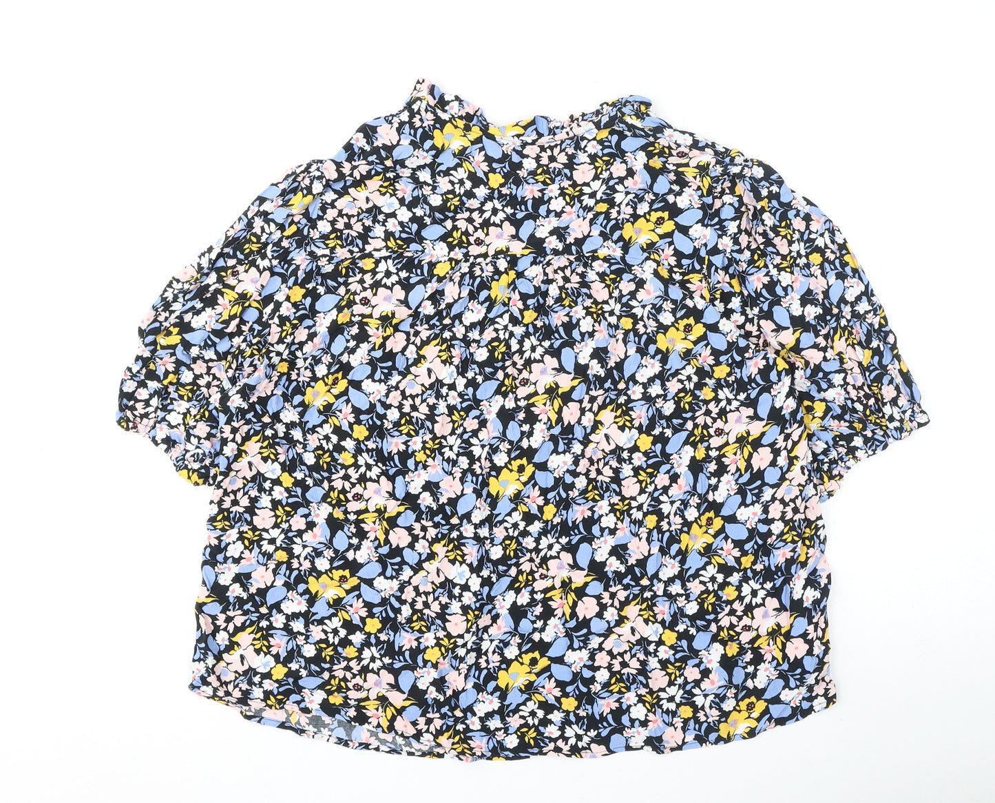 Marks and Spencer Womens Multicoloured Floral Viscose Basic Blouse Size 16 V-Neck