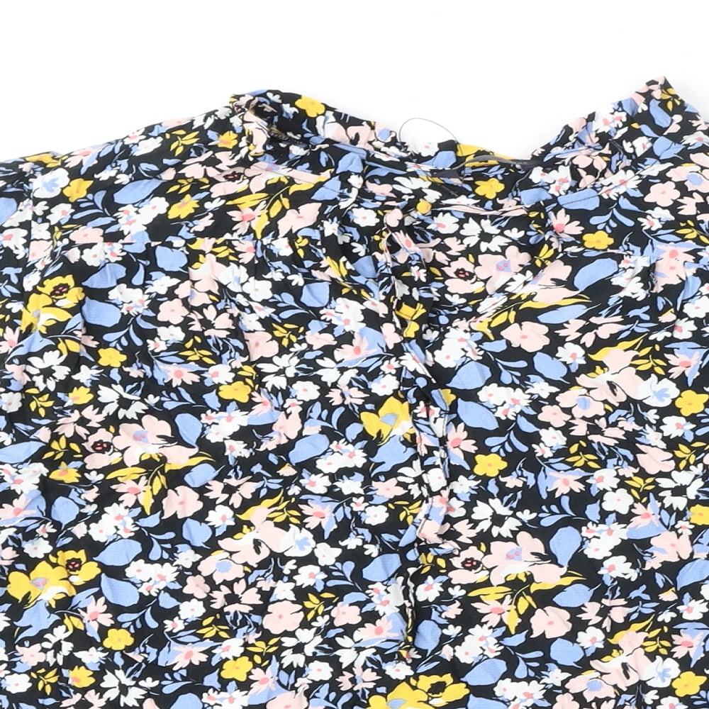 Marks and Spencer Womens Multicoloured Floral Viscose Basic Blouse Size 16 V-Neck