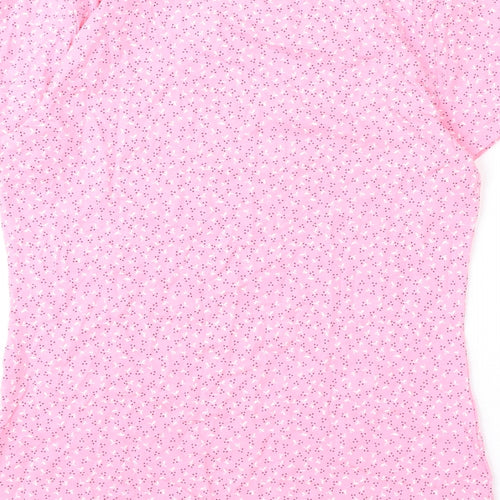 Marks and Spencer Womens Pink Floral Cotton Basic T-Shirt Size 10 Round Neck