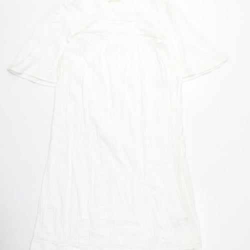 Marks and Spencer Womens White Geometric Cotton Top Dress Size 8