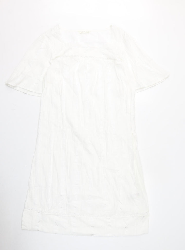 Marks and Spencer Womens White Geometric Cotton Top Dress Size 8