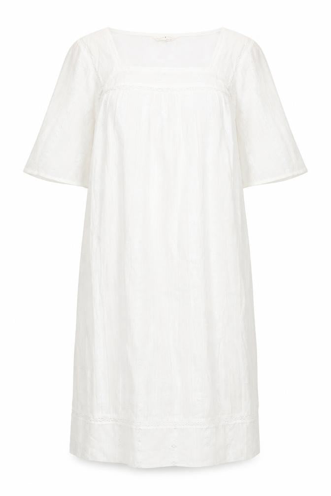 Marks and Spencer Womens White Geometric Cotton Top Dress Size 8