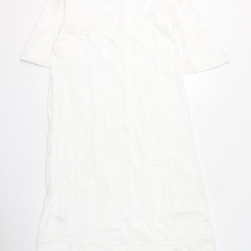 Marks and Spencer Womens White Geometric Cotton Top Dress Size 8