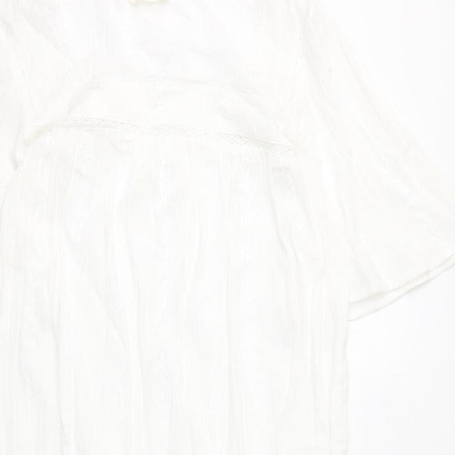 Marks and Spencer Womens White Geometric Cotton Top Dress Size 8