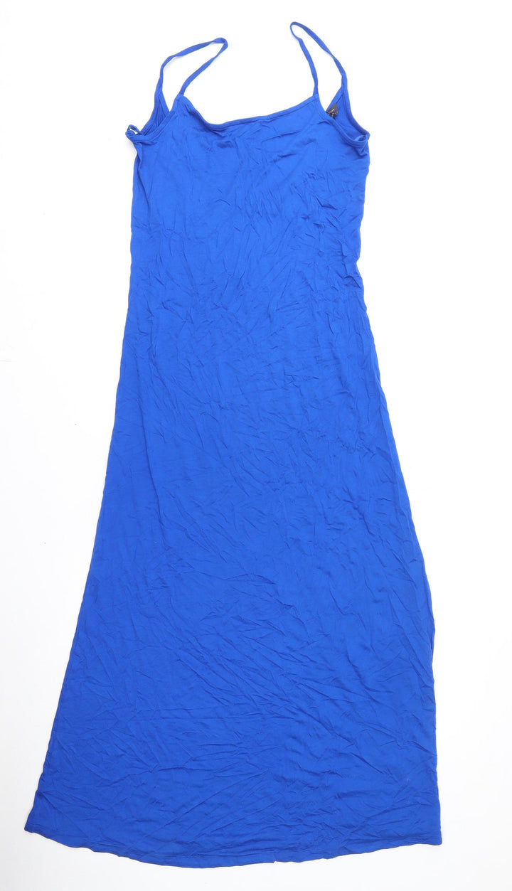 Marks and Spencer Womens Blue Viscose Maxi Size 8 Scoop Neck Pullover