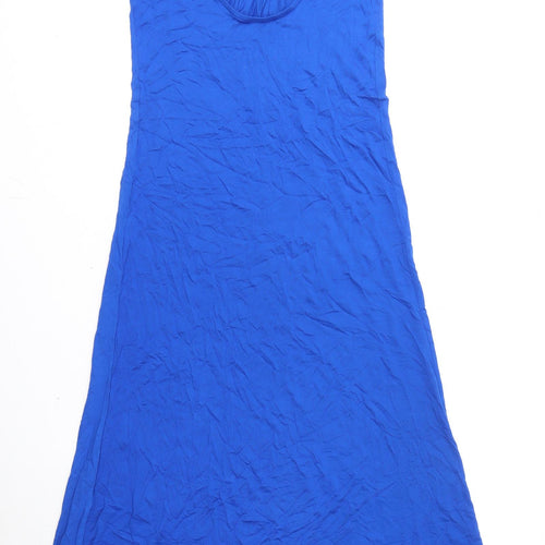 Marks and Spencer Womens Blue Viscose Maxi Size 8 Scoop Neck Pullover
