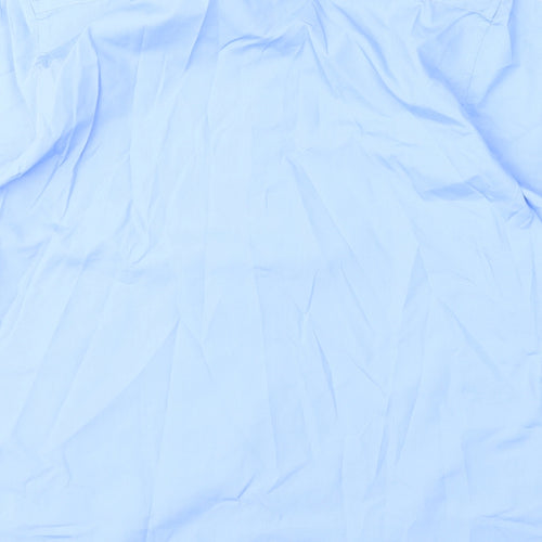 Marks and Spencer Mens Blue Polyester Button-Up Size 16 Collared Button