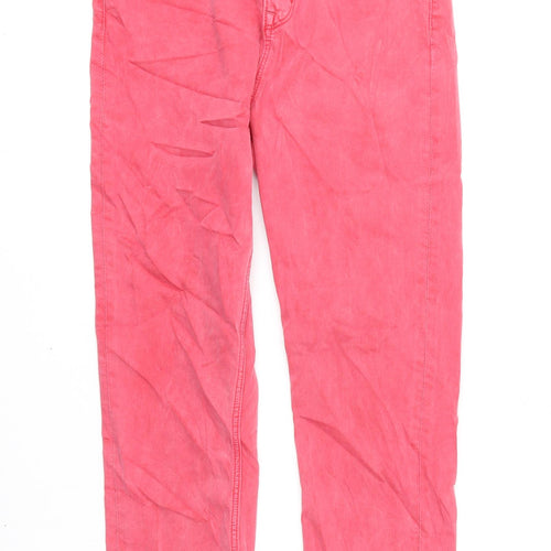 Marks and Spencer Womens Pink Cotton Cropped Jeans Size 10 L21 in Regular Zip