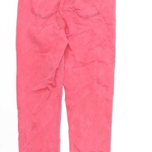 Marks and Spencer Womens Pink Cotton Cropped Jeans Size 10 L21 in Regular Zip