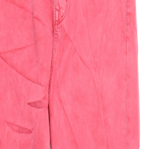 Marks and Spencer Womens Pink Cotton Cropped Jeans Size 10 L21 in Regular Zip