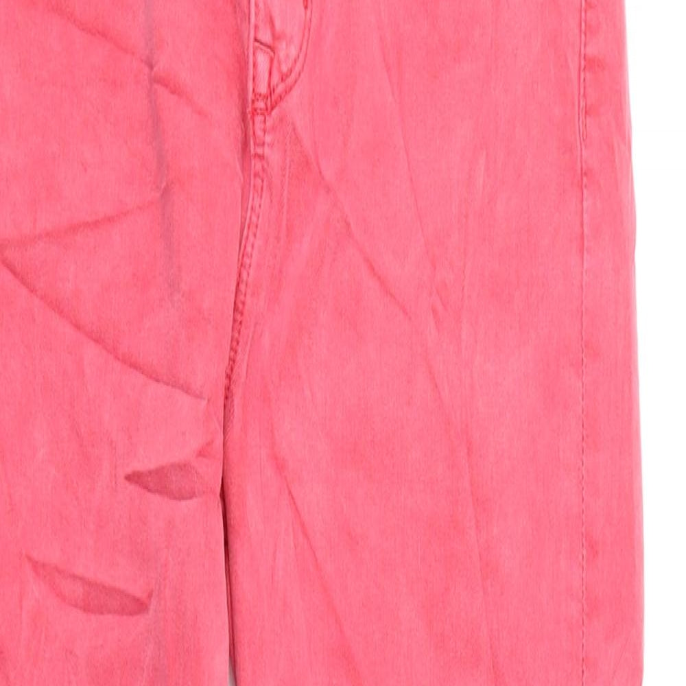 Marks and Spencer Womens Pink Cotton Cropped Jeans Size 10 L21 in Regular Zip