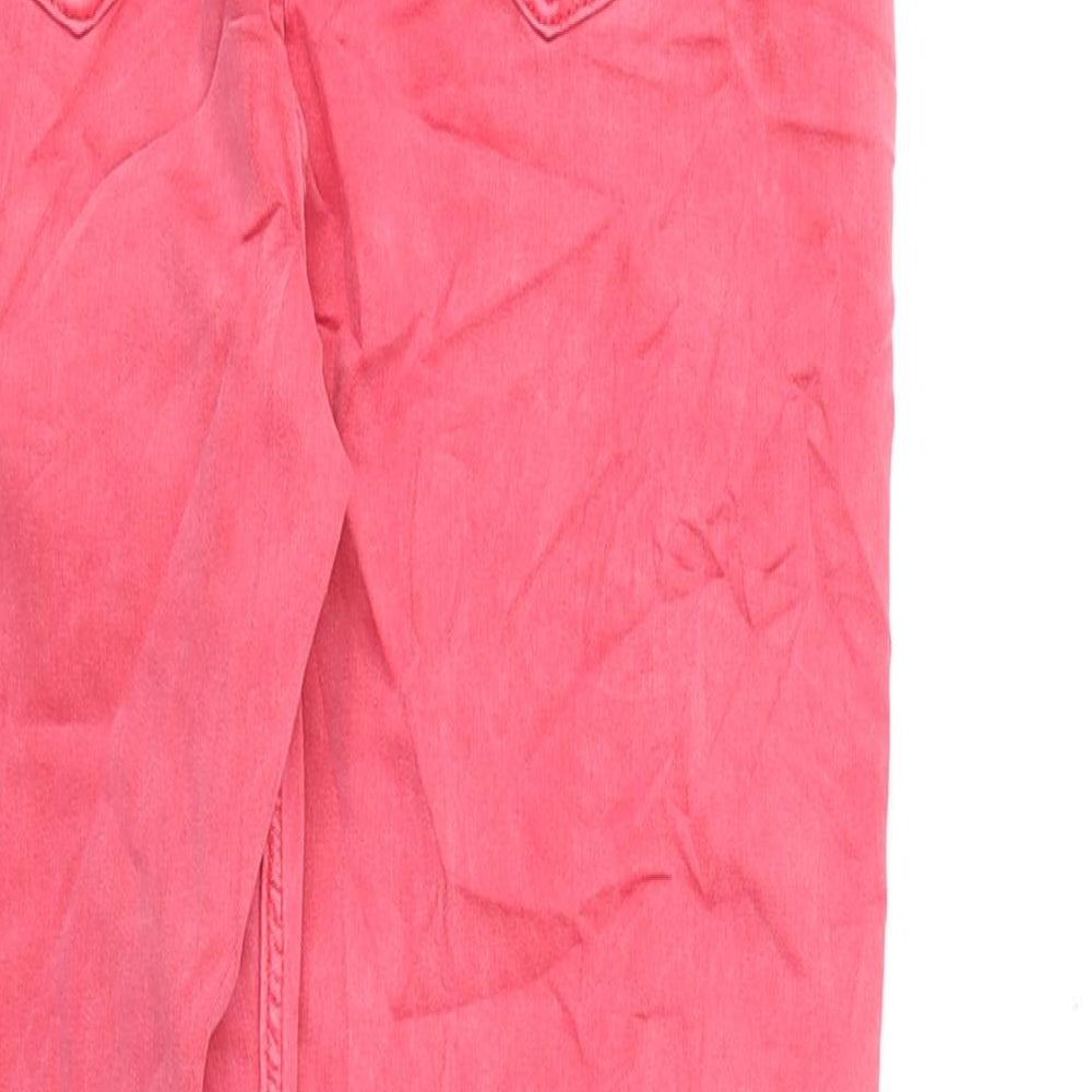 Marks and Spencer Womens Pink Cotton Cropped Jeans Size 10 L21 in Regular Zip