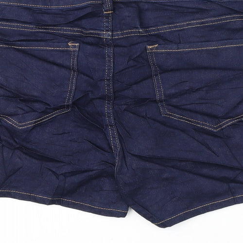 Marks and Spencer Womens Blue Cotton Hot Pants Shorts Size 16 Regular Zip