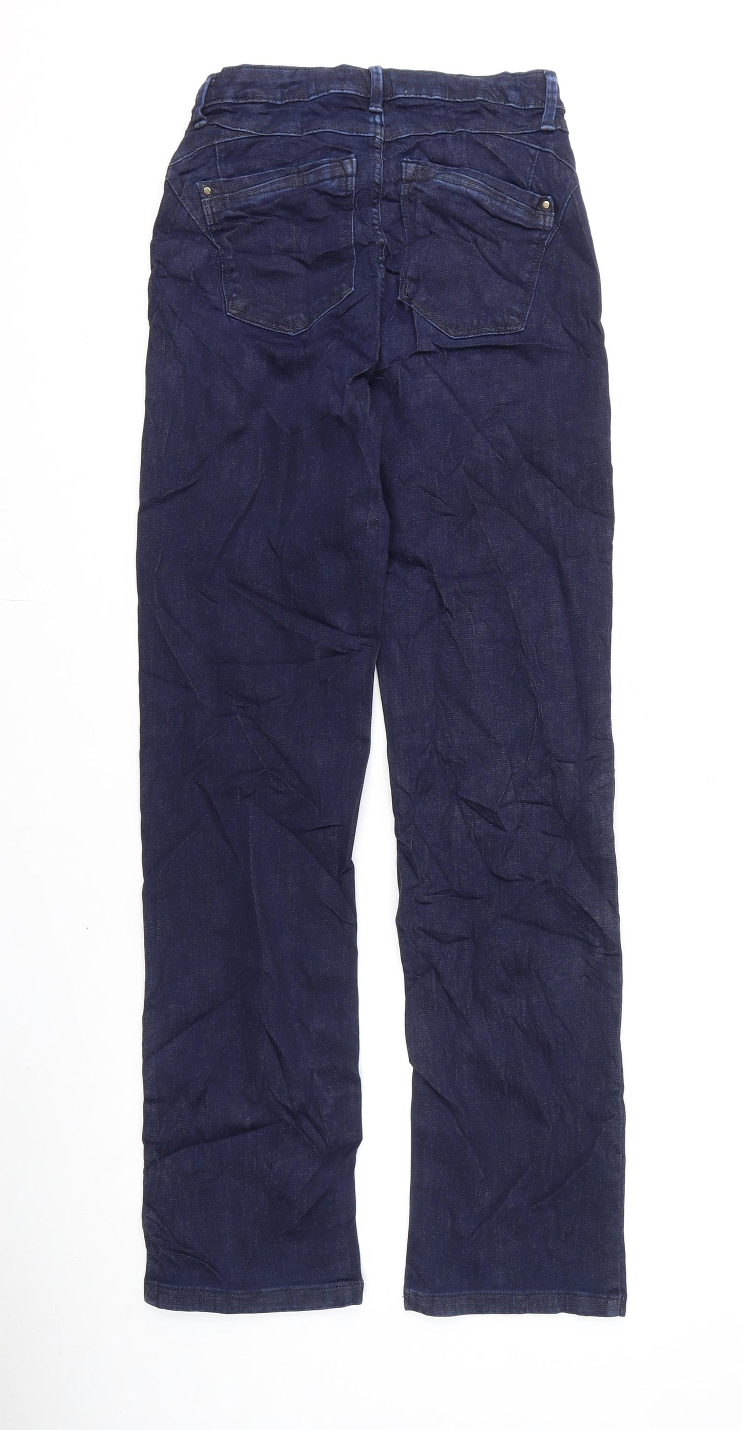 Marks and Spencer Womens Blue Cotton Straight Jeans Size 8 L30 in Regular Zip