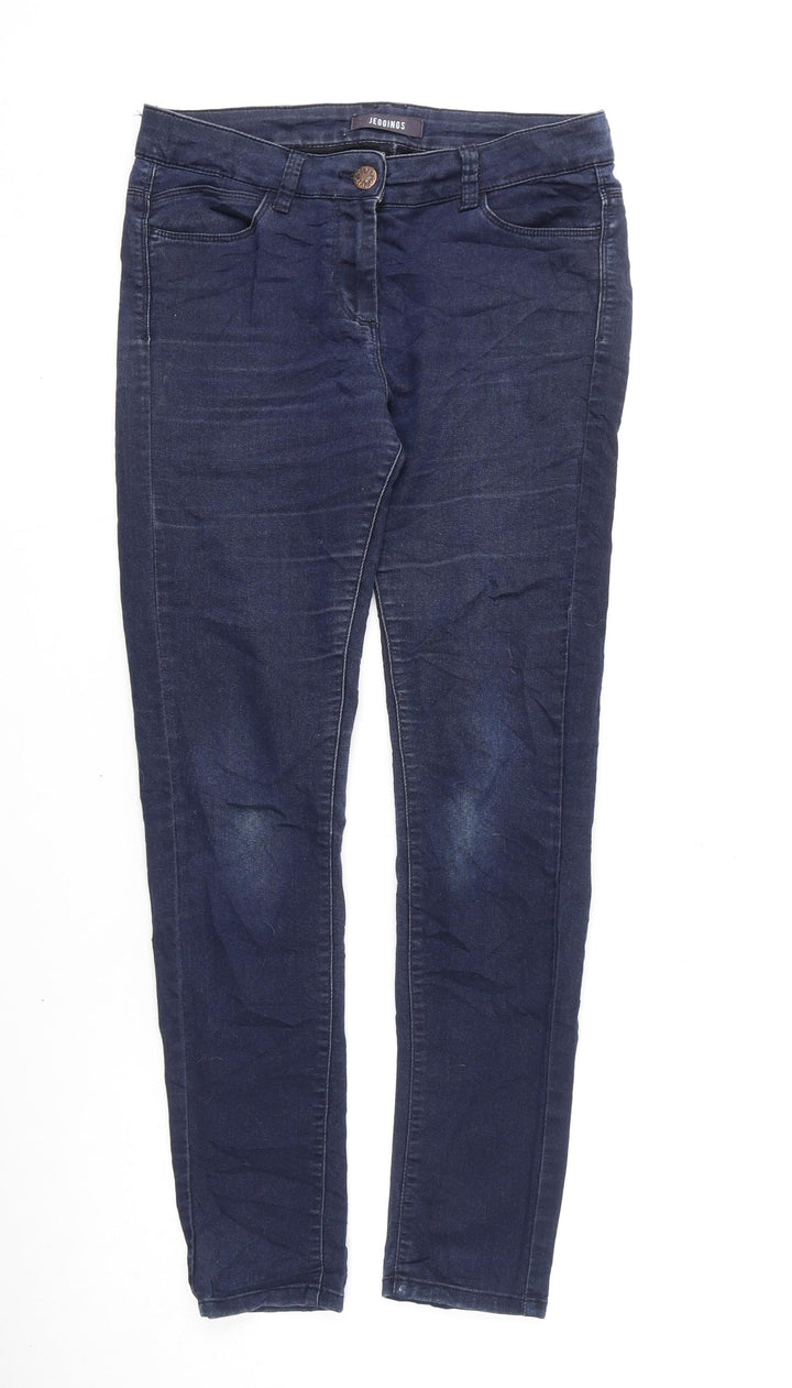 Marks and Spencer Womens Blue Cotton Jegging Jeans Size 10 L28 in Regular Zip