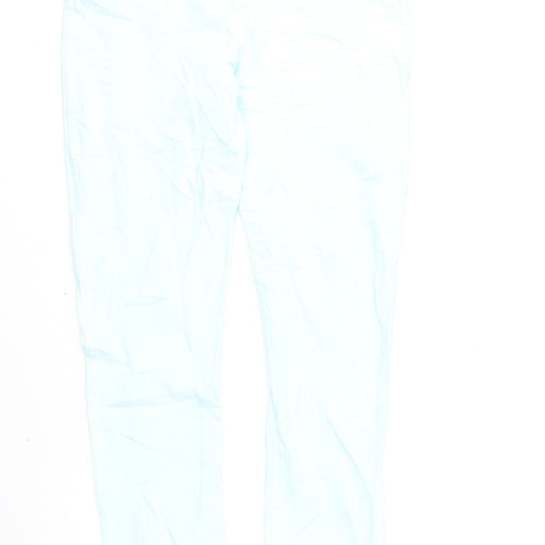 Marks and Spencer Girls Blue Cotton Straight Jeans Size 14-15 Years L28 in Regular Zip