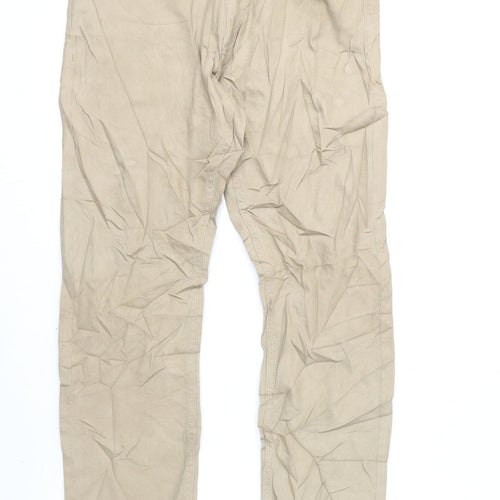 Marks and Spencer Mens Beige Cotton Straight Jeans Size 32 in L29 in Slim Zip